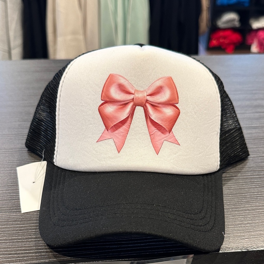 Elegant Black and Pink Bow Women's Trucker Hat